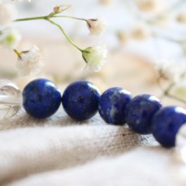 Bracelet « Serenity » en Lapis-lazuli & Cristal de roche [8mm]
