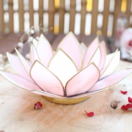 Photophore Fleur de Lotus rose & bougie d’intention