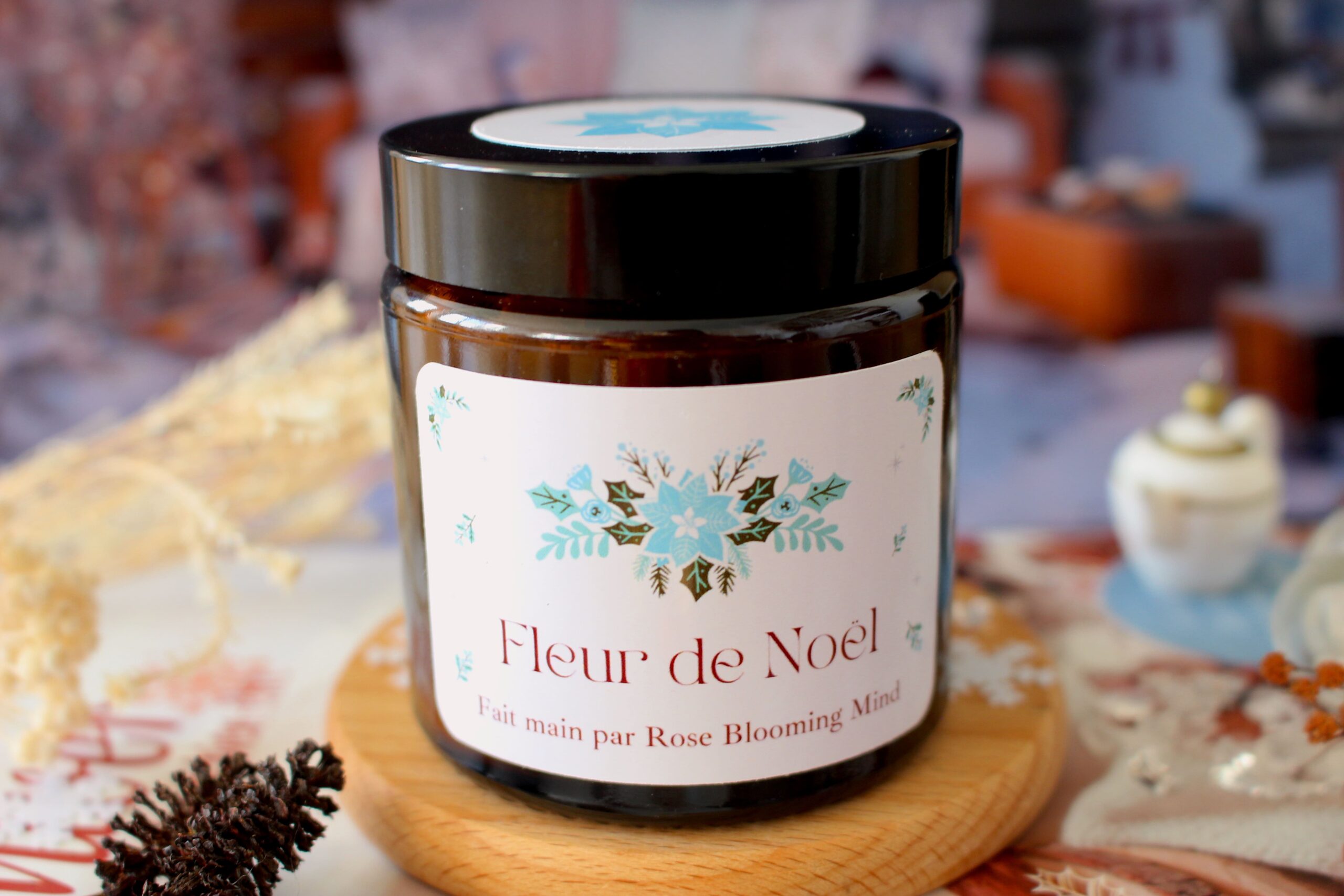 Bougie naturelle Fleur de Noël