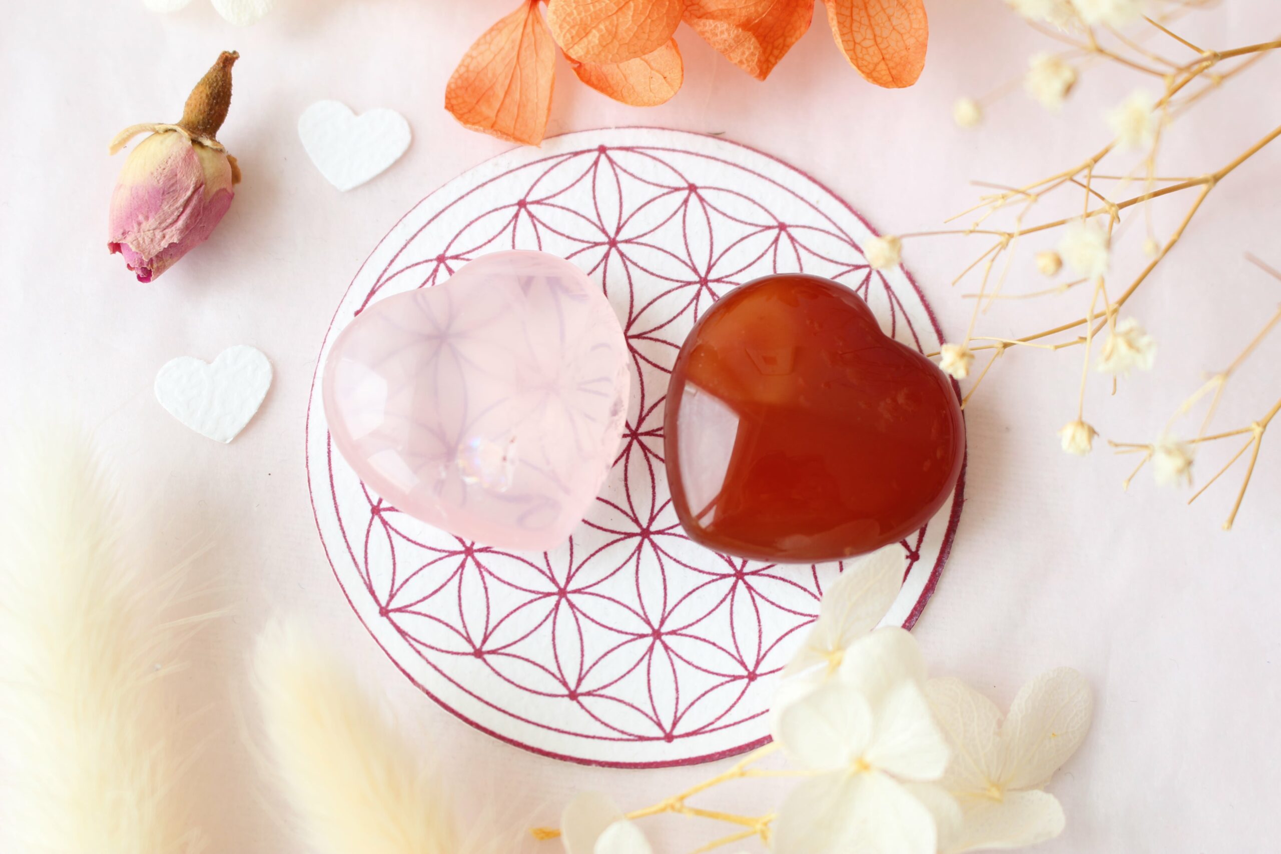 Cœur Quartz Rose & Cornaline
