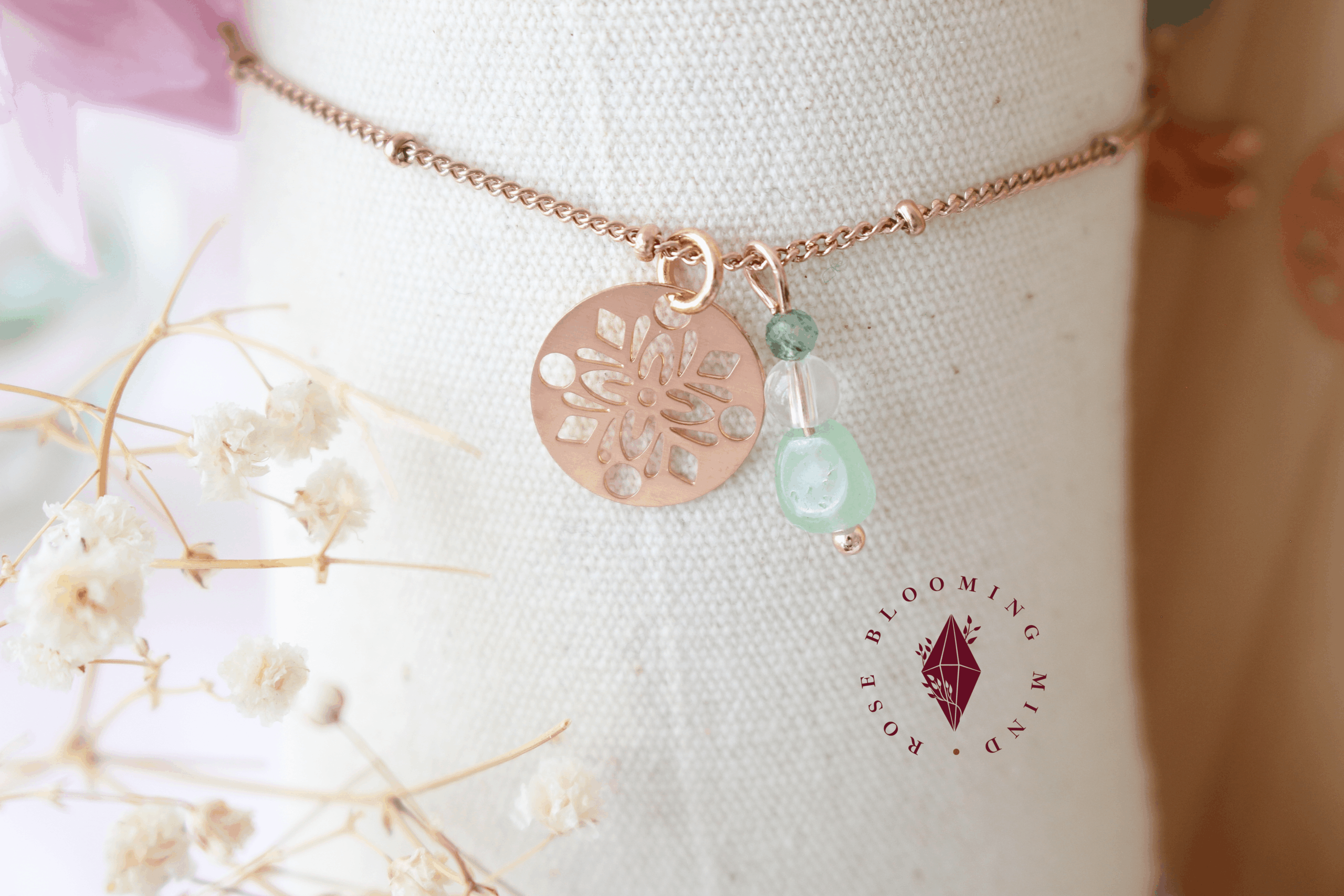 Bracelet Flora inox Aventurine verte