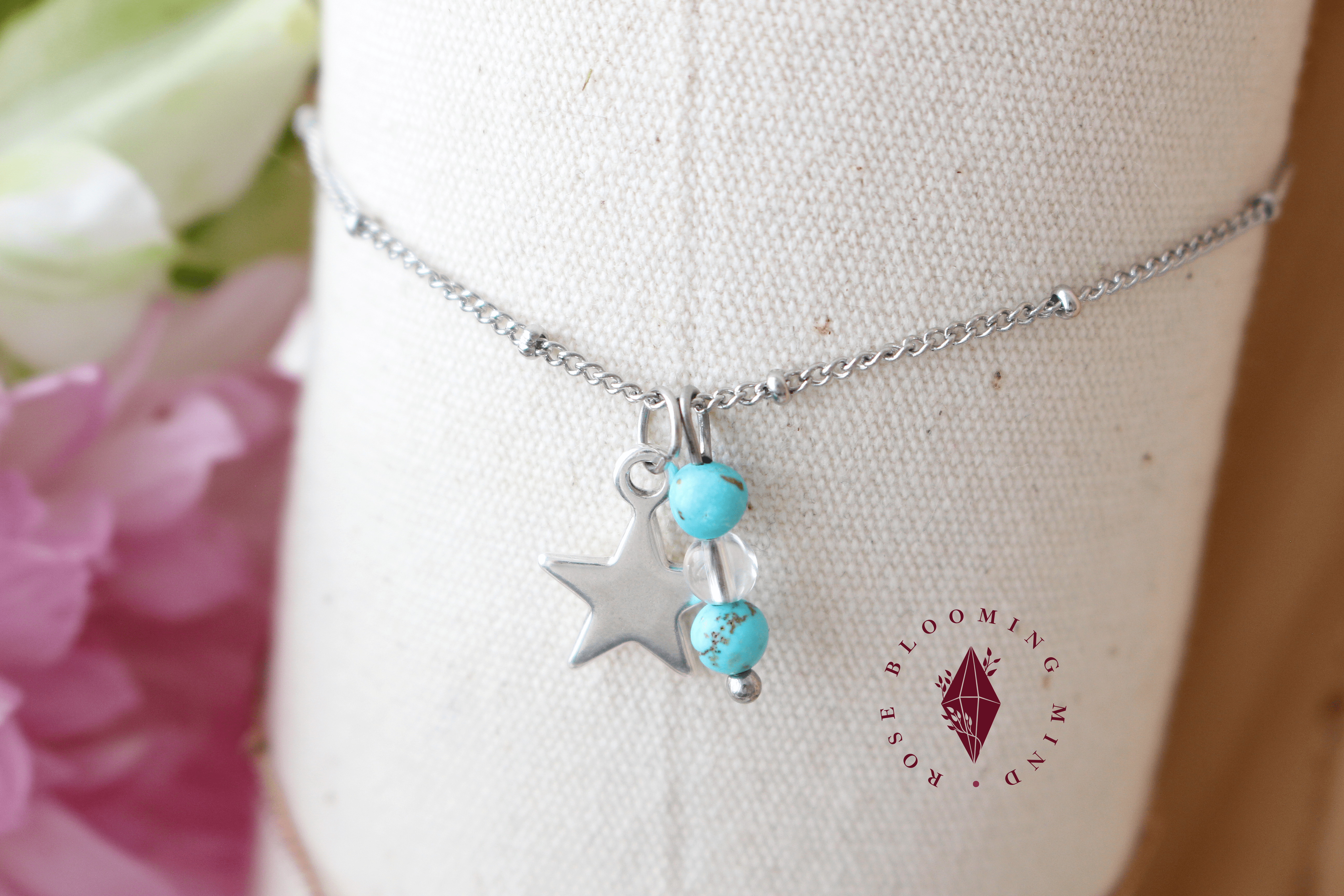 Bracelet Tara charms étoile et pierre Turquoise